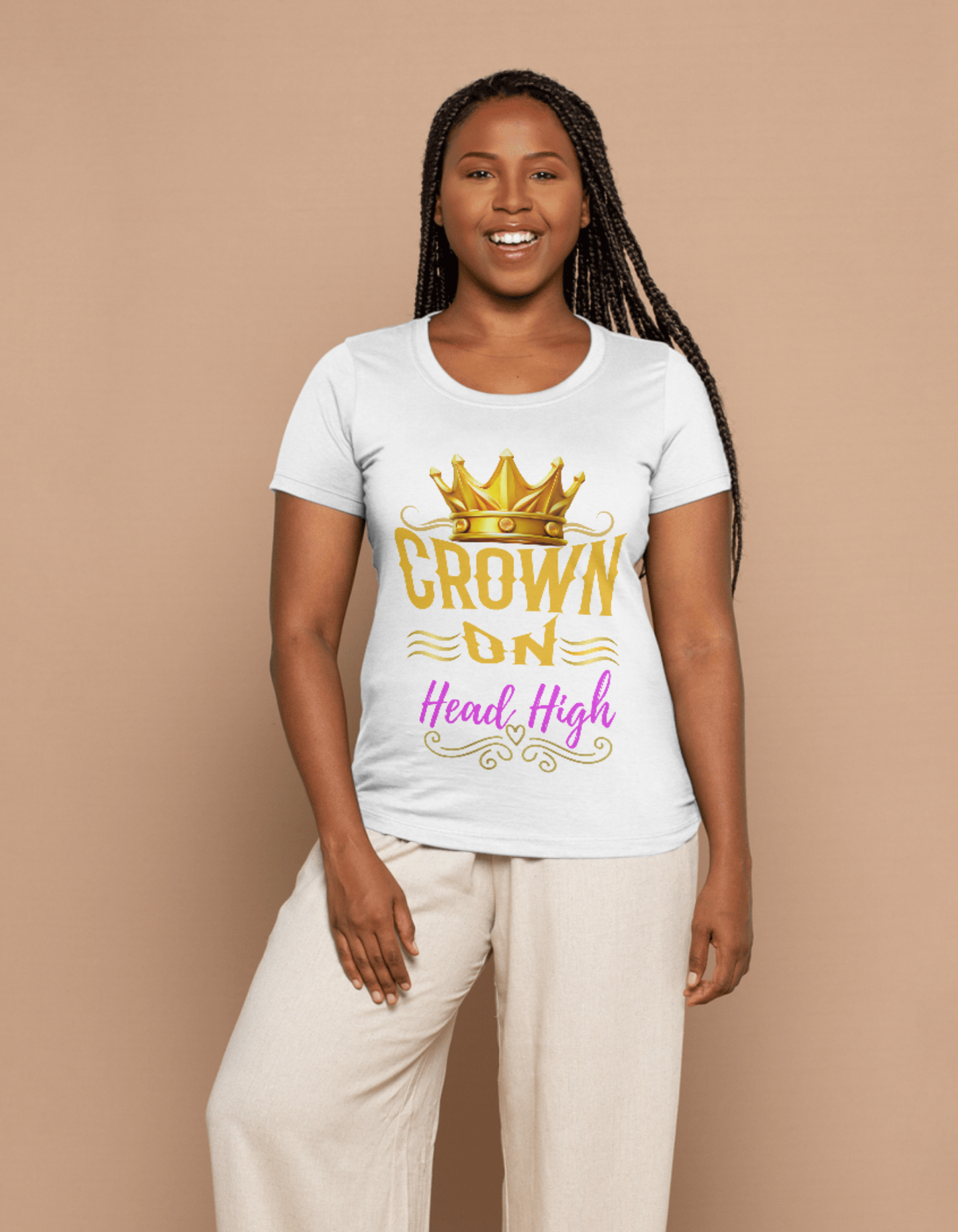 Crown on Head High - white/purple - Women’s basic softstyle t-shirt